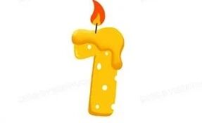 A birthday-style "1" candle