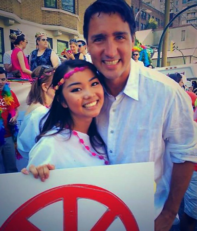 2014年程颂莲（Linda Ching）曾在twitter上发放与加拿大自由党党魁杜鲁多（Justin Trudeau）合照。 twitter图片
