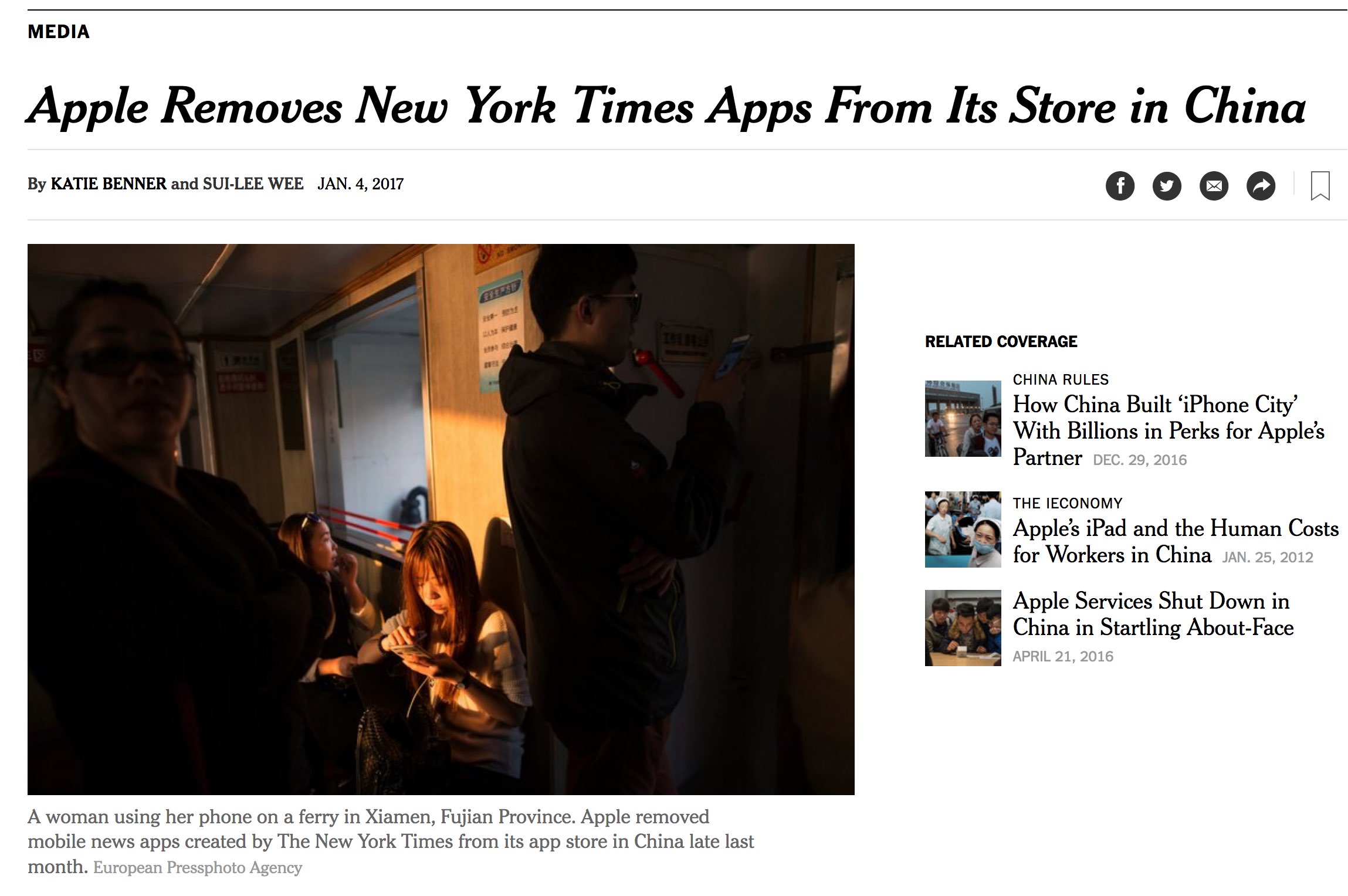 纽约时报｜苹果应用商店下架纽约时报APP