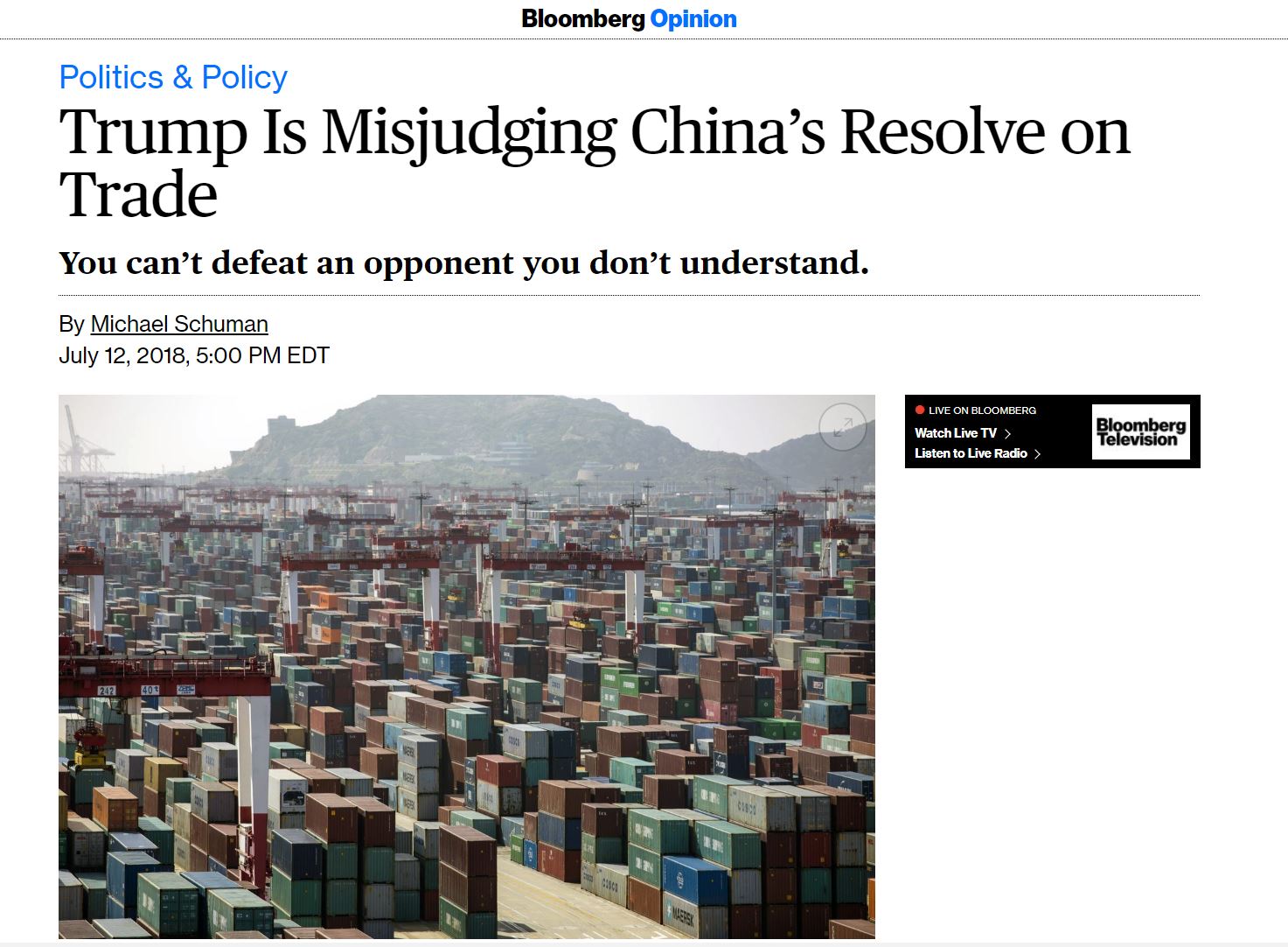 【墙的妙用】彭博社说“特朗普误判了中国在贸易战上的决心”？