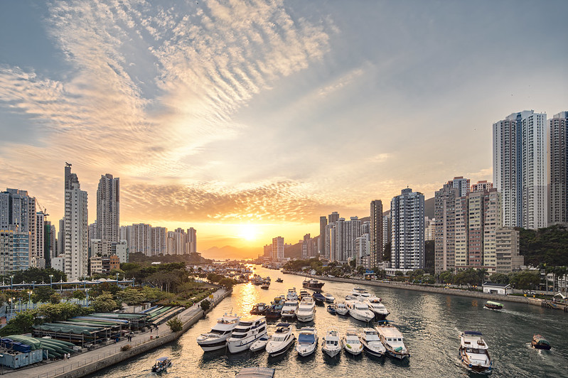 Photo: Sunset at Aberdeen, Hong Kong, by johnlsl