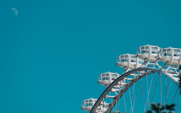 Photo: Ferris wheel and moon, by Thomas_Yung