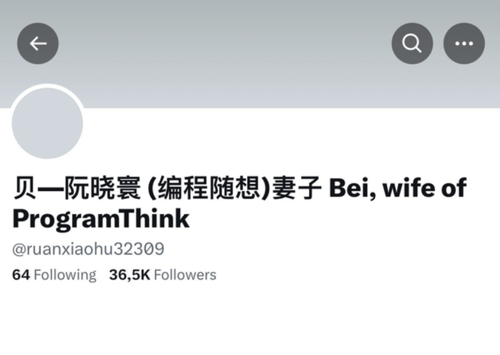 【立此存照】编程随想（阮晓寰）妻子贝女士的推特账号遭注销