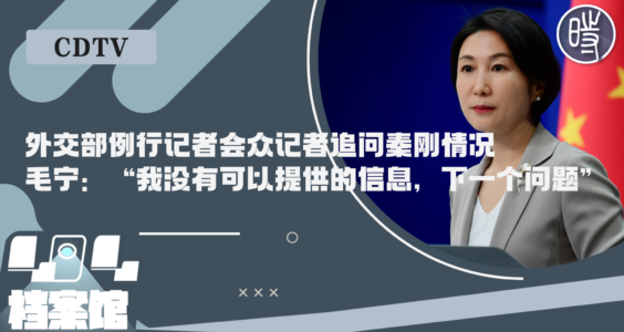 【CDTV】外交部例行记者会众记者追问秦刚情况，毛宁：“我没有可以提供的信息，下一个问题”