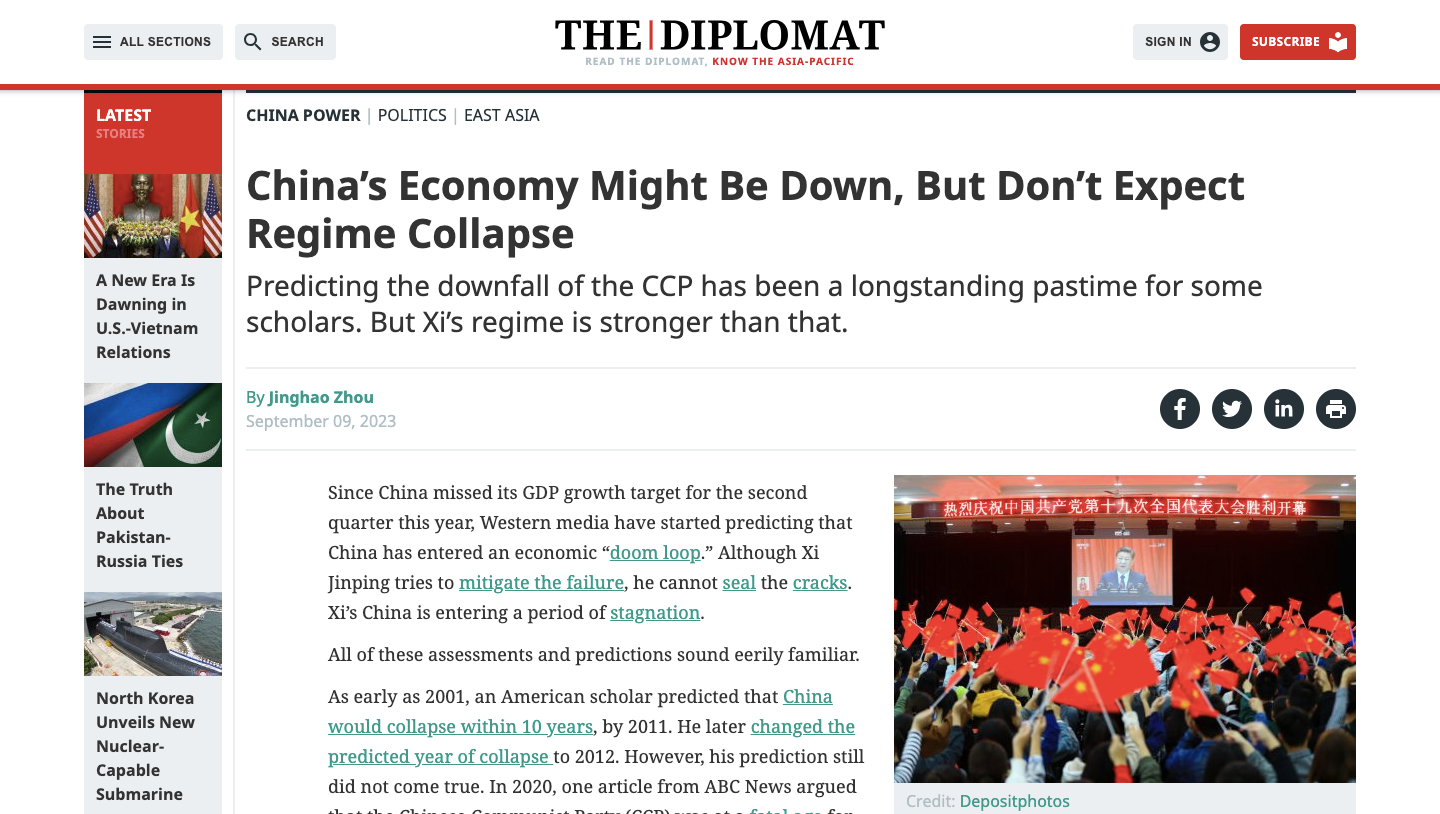 【CDT报告汇】中国经济可能下滑，但不要指望政权崩溃（外二篇）