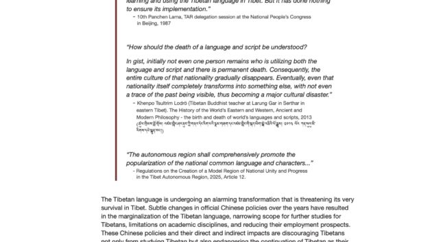 【CDT报告汇】国际声援西藏运动：中共当局“系统性边缘化”藏语，以推动民族同化