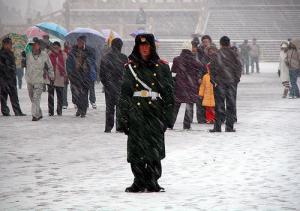 Tiananmen Guard in the snow