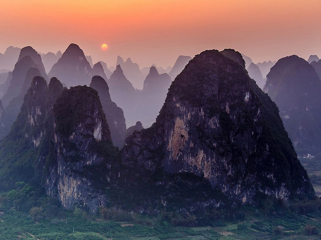 Photo: Mountain Sunset Landscape, China, by lhhs