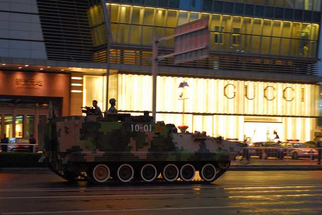 Military might in front of Gucci (2009)