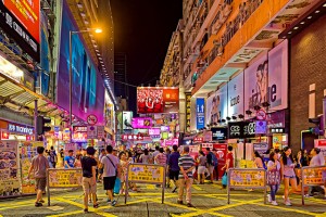Night street at Mong Kok, Hong Kong