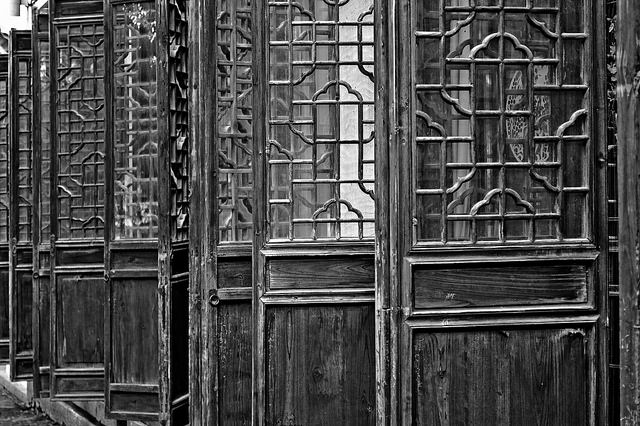 Detail of Doors in Black and White