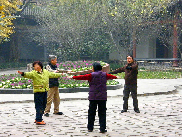 Exercise in a Chinese Park