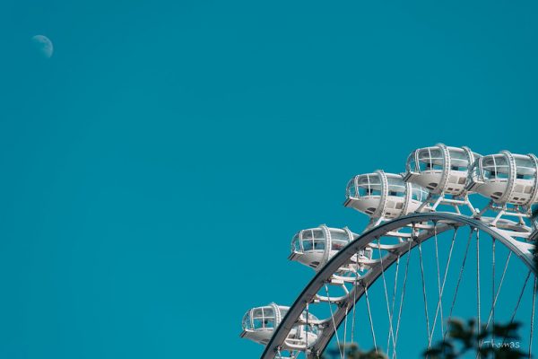 Photo: Ferris wheel and moon, by Thomas_Yung