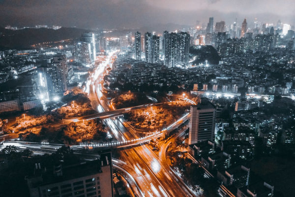 Aerial photo of Shenzhen at night