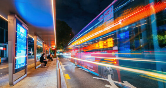 Photo: People waiting for bus at night (Shenzhen), by QuantFoto