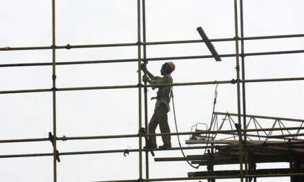 Photo: Workers on a building construction site. City of Beijing. China., by Crozet M./ILO